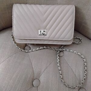 Express Small Cream Crossbody Bag with Chain Strap